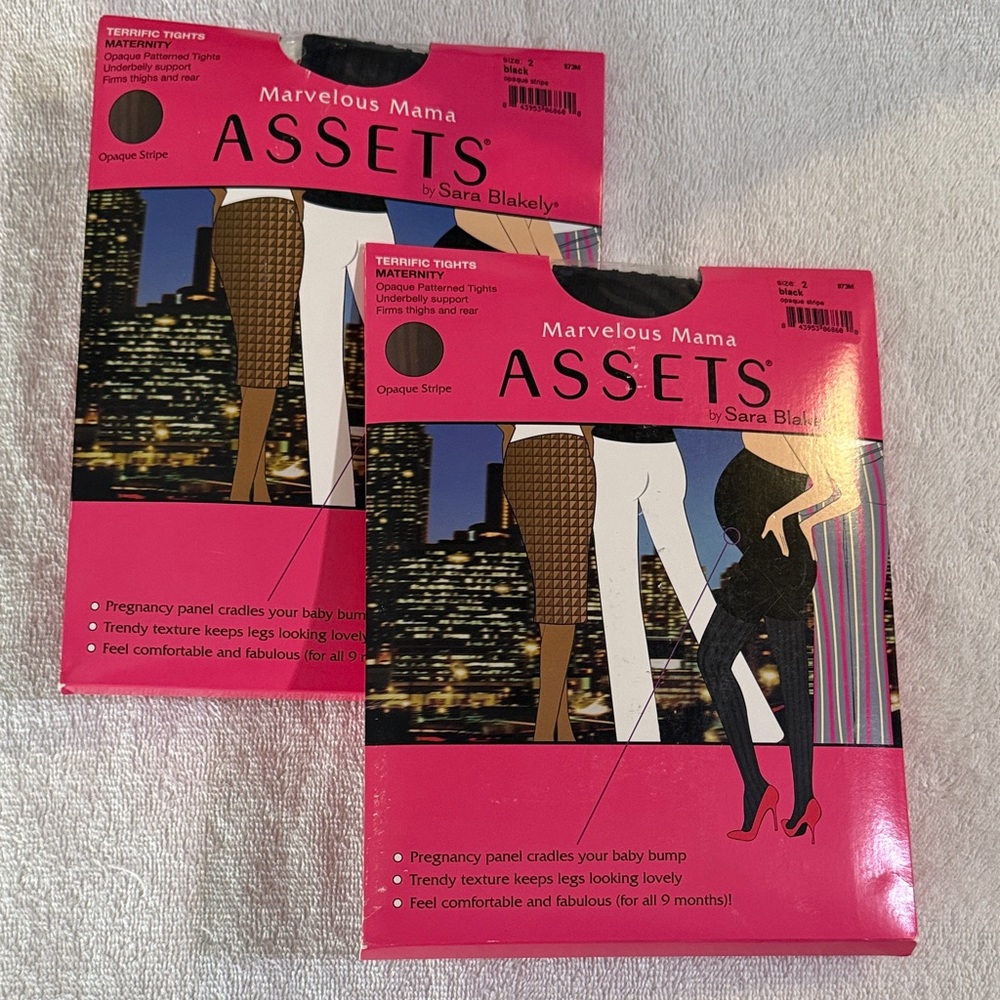 Spanx Brand ASSETS by Sara Blakely - Tights in Black Opaque Stripes - Lot of 2